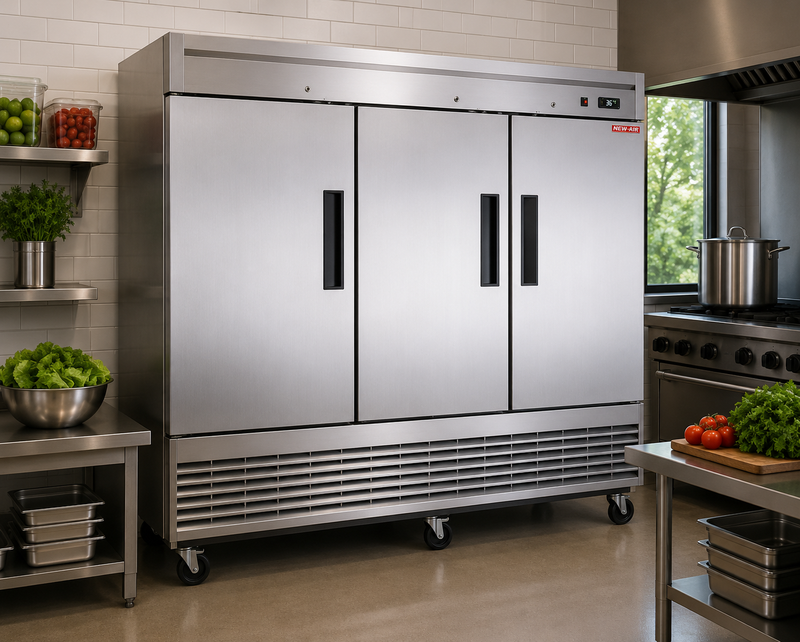 NEW AIR NSF-182-H Commercial 82" Stainless Steel TripleDoor Freezer - Ideal for Commercial Kitchens, Restaurants and Food Processing Spaces