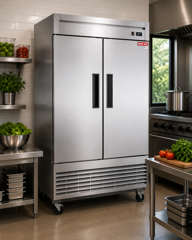 NEW AIR NSF-115-H Commercial 54" Stainless Steel Double Door Freezer - Ideal for Commercial Kitchens, Restaurants and Food Processing Spaces