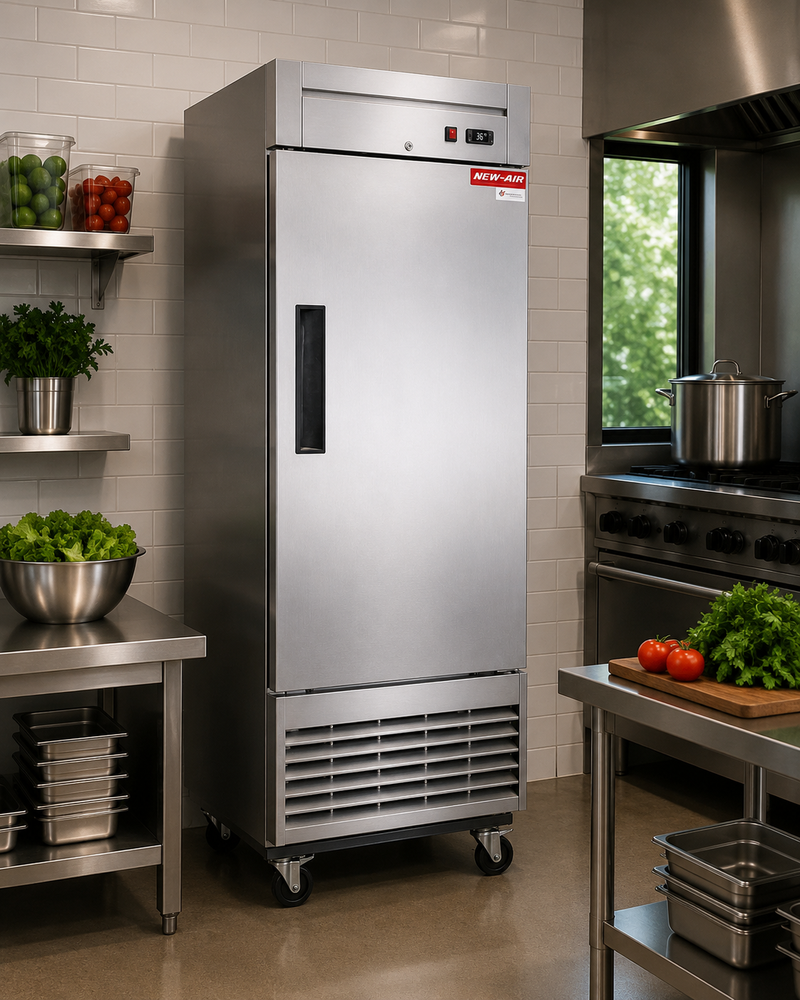 NEW AIR NSF-050-H Commercial 27" Stainless Steel Single Door Freezer - Ideal for Commercial Kitchens, Restaurants and Food Processing Spaces