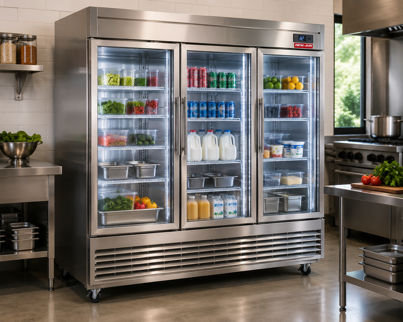 New Air NSGF-83-H 83" Glass Door Refrigerator Reach-In - Ideal for restaurants, cafés, convenience and grocery stores
