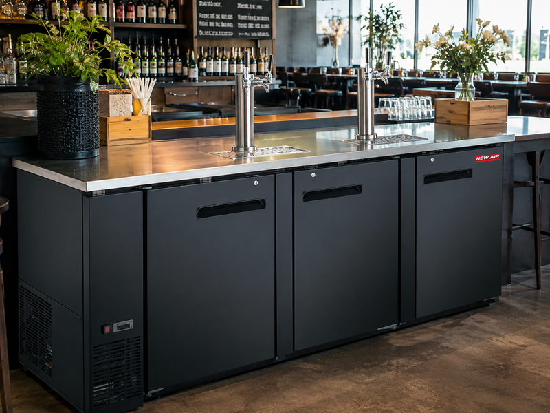 NEW AIR NBD-90-SB Solid Triple Door Beer Dispenser - 916 L / 32 Cu. Ft. - Ideal for Bars, Restaurants, Hotels & Cafés