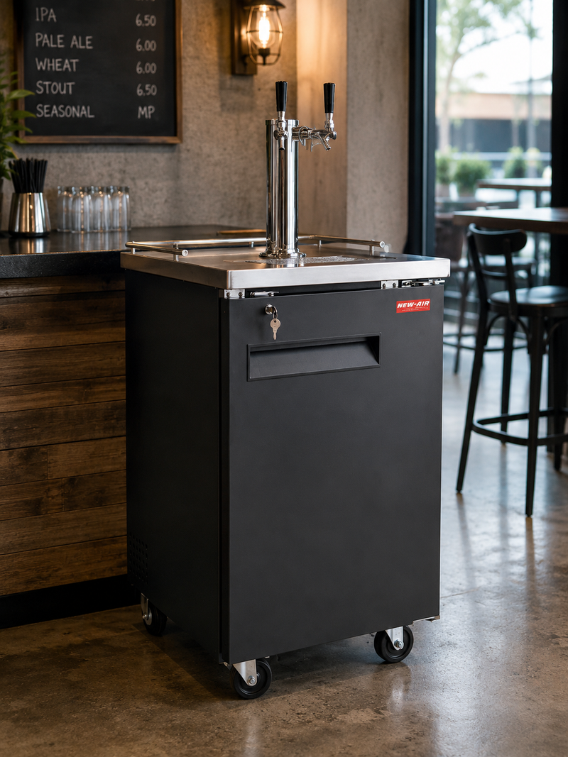 NEW AIR NBD-23-SB Solid Single Door Beer Dispenser - 184 L / 6.5 Cu. Ft. - Ideal for Bars, Restaurants, Hotels & Cafés