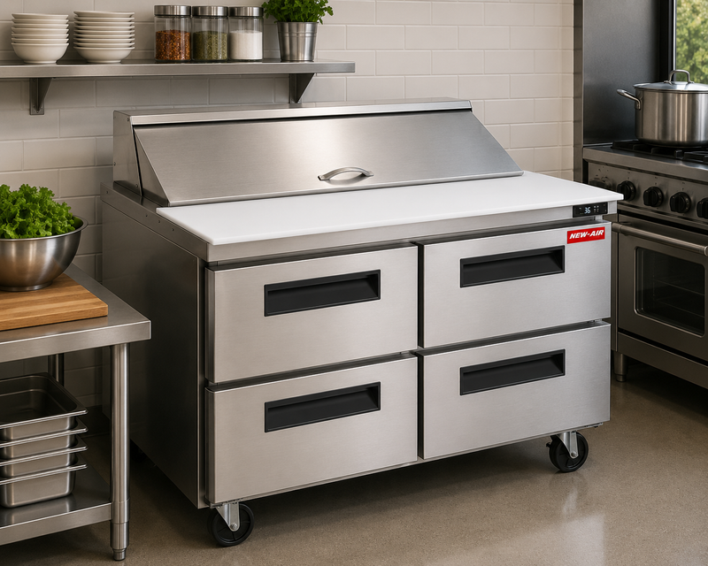 New Air NPT-60SA-4D 60" Refrigerated Salad/Sandwich Prep Table - Ideal for restaurants, cafeterias and food processing spaces