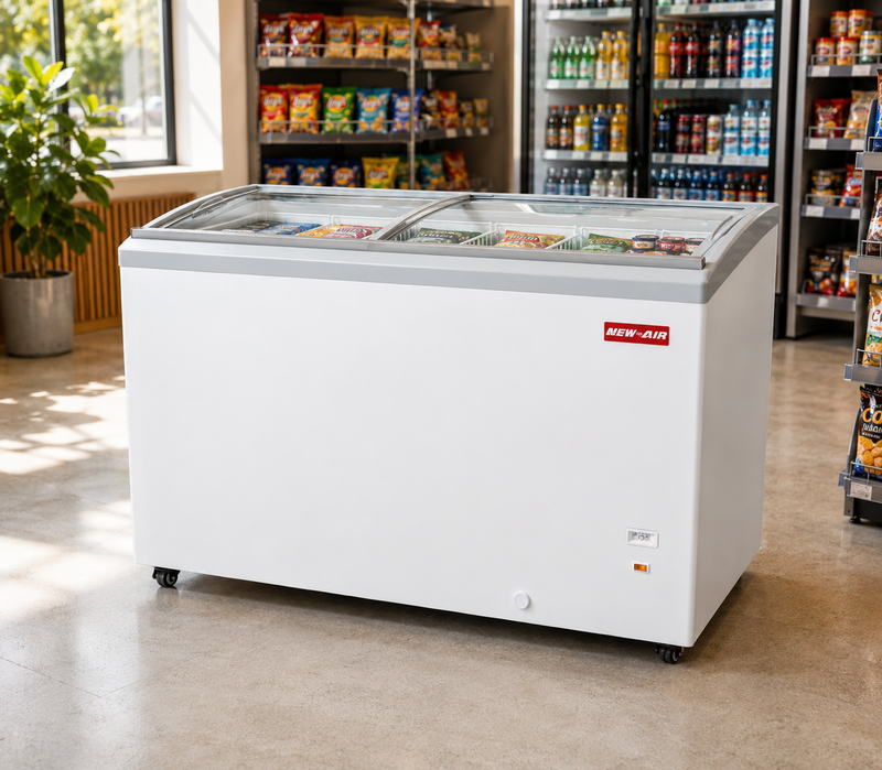 NEW AIR NIF-41-FG Commercial 41" Flat Glass 8.4 Cu. Ft. Ice Cream Freezer - Ideal for Restaurants, Shops, Convenience Stores, Supermarkets and Cafeterias
