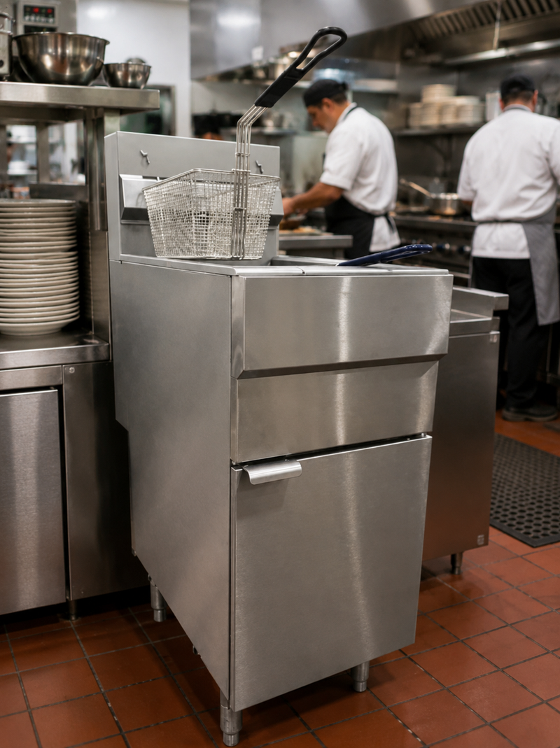 Canco Double Basket 40 lbs Fryer GF-90 with Single Compartment (90,000 BTU) - Natural Gas