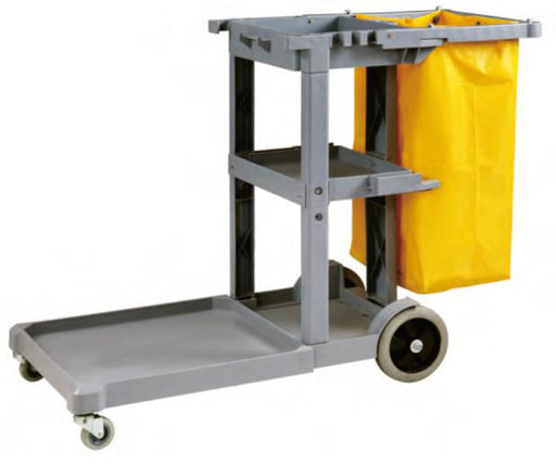 Omega Cleaning Cart, 3-Shelf - 200 lbs Capacity