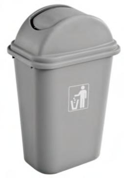 Omega Trash Garbage Can Bin with Swing Lid - 6.3 gal (24L) - Grey