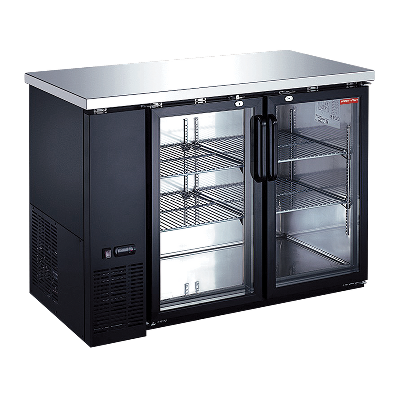 New Air NBB-48-SG-N Double Glass Door 48? Narrow Back Bar Refrigerator Cooler - 339 L / 12 Cu. Ft. - Ideal for Bars, Restaurants, Hotels & Cafés