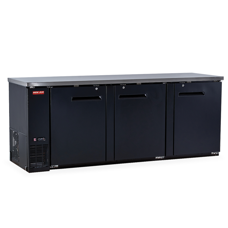 New Air NBB-90-SB Triple Solid Door 90? Back Bar Refrigerator Cooler - 916 L / 32 Cu. Ft. - Ideal for Bars, Restaurants, Hotels & Cafés