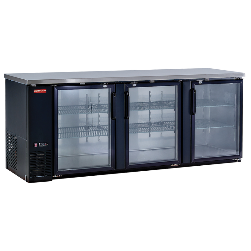 New Air NBB-90-SG Triple Glass Door 90" Back Bar Refrigerator Cooler - 916 L / 32 Cu. Ft. - Ideal for Bars, Restaurants, Hotels & Cafés