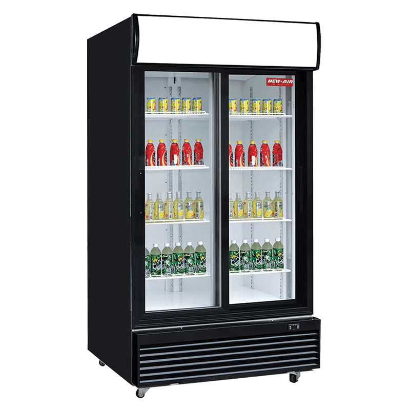 NEW AIR NGR-40-S Commercial 40" Double Sliding Glass Door Merchandiser Refrigerator - Ideal for Convenience Stores, Front of House, Grocery Store, Restaurants & Cafés