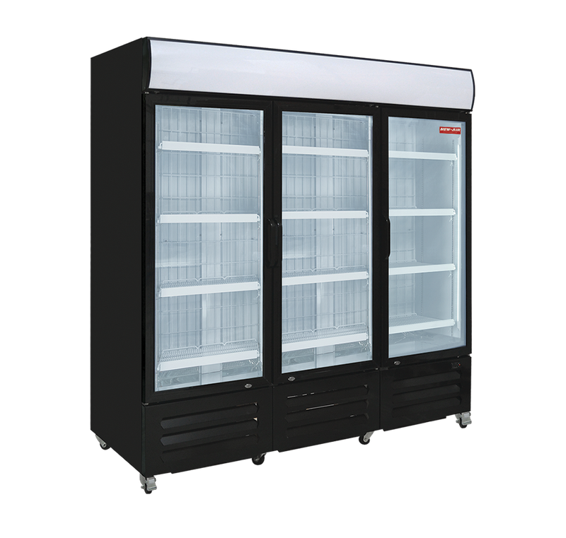 NEW AIR NGF-182-H Commercial 78" Triple Glass Door Freezer Merchandiser - Ideal for Convenience Stores, Front of House, Grocery Stores, Restaurants & Cafés