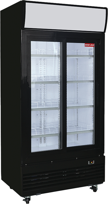 NEW AIR NGR-40-S Commercial 40" Double Sliding Glass Door Merchandiser Refrigerator - Ideal for Convenience Stores, Front of House, Grocery Store, Restaurants & Cafés