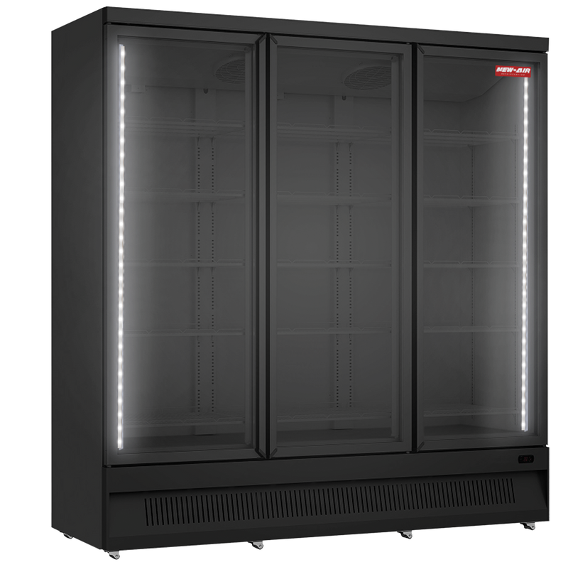 NEW AIR NGR-74-HB Commercial 74" Triple Glass Door Refrigerator Merchandiser - Ideal for Convenience Stores, Front of House, Grocery Stores, Restaurants & Cafés