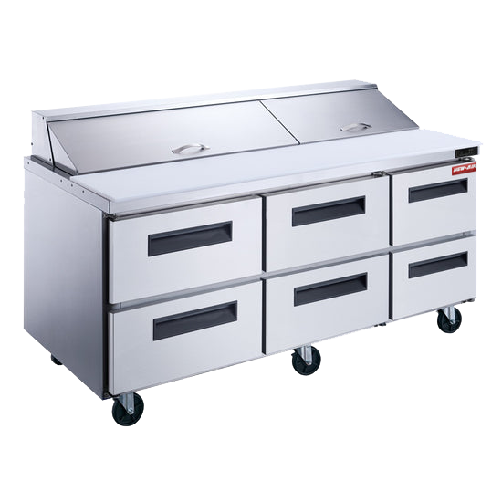 New Air NPT-72SA-6D 72" Refrigerated Salad/Sandwich Prep Table - Ideal for restaurants, cafeterias and food processing spaces