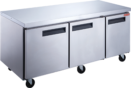 NEW AIR NUR-072-SS Commercial 72" Stainless Steel 19 cu ft Triple Door Undercounter REFRIGERATOR - Ideal For Commercial Kitchens, Restaurants and Cafeterias