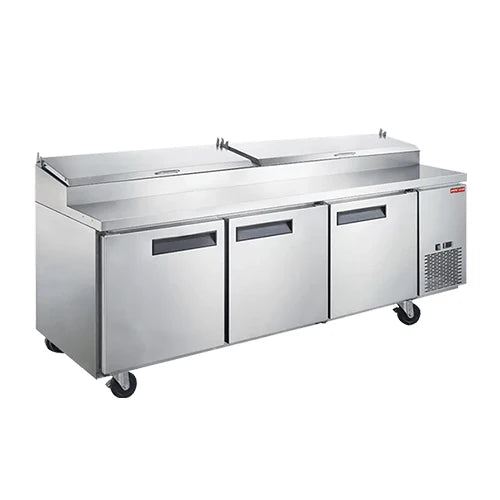 NEW AIR NPT-092-PI Commercial 92? Stainless Steel Triple Door Refrigerated Pizza Prep Table