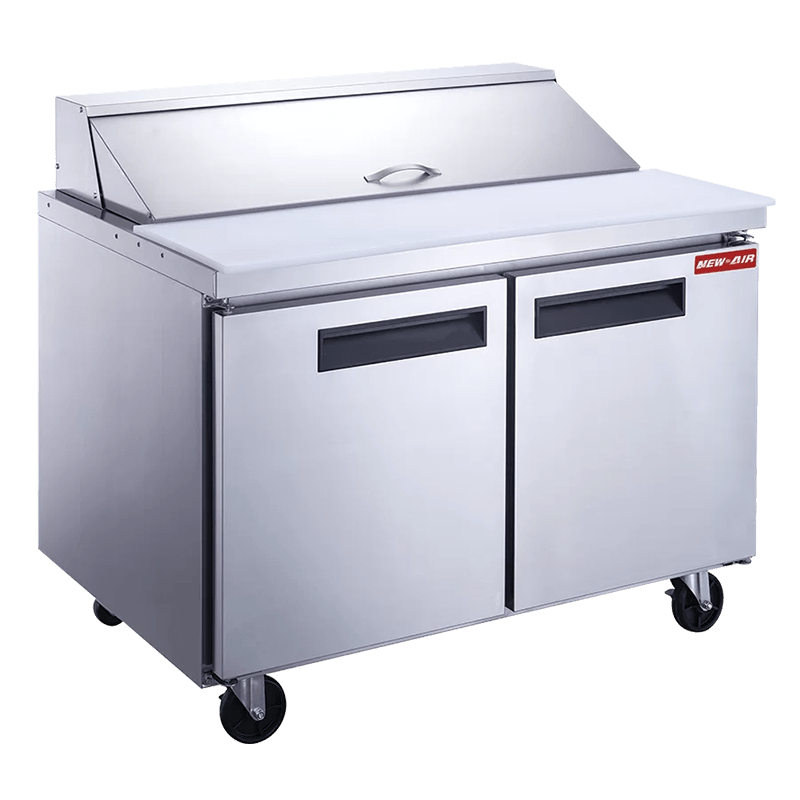NEW AIR NPT-048-SA Commercial 48" Double Door Salad/Sandwich Prep Table - Ideal for Restaurants, Cafeterias & Food Processing Spaces