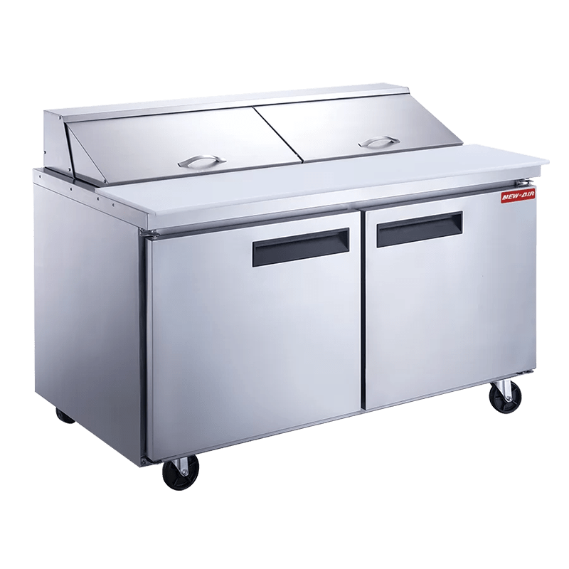 NEW AIR NPT-060-SA Commercial 60" Double Door Salad/Sandwich Prep Table - Ideal for Restaurants, Cafeterias & Food Processing Spaces