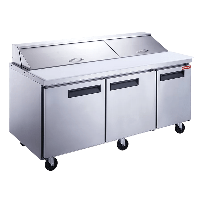 NEW AIR NPT-072-SA Commercial 72" Triple Door Salad/Sandwich Prep Table - Ideal for Restaurants, Cafeterias & Food Processing Spaces