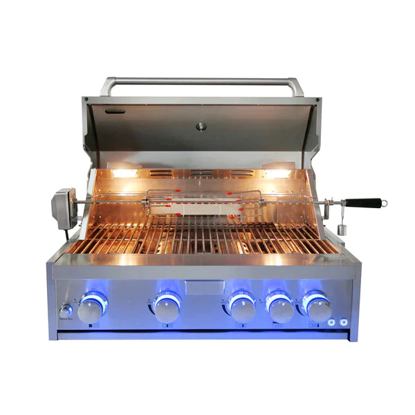 Sonicook 4-Burner Gas Barbecue Grill with Rotisserie with Grill Cabinet- MK04SS304-Set