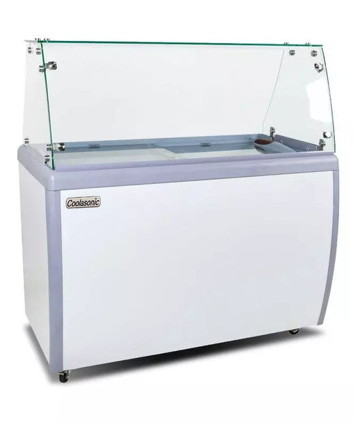 Coolasonic DC-460Y 60" Ice Cream Dipping Cabinet / Freezer with Flat Sneeze Guard and 370 L Capacity - 10 tubs Capacity