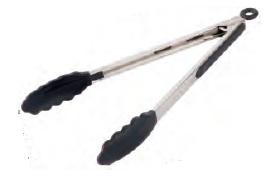 Omega Silicone Grip Stainless Steel Utility Tongs With Lock - 11"