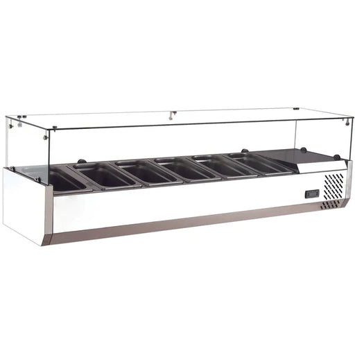 Canco TR-60-6 Refrigerated 59" Topping Rail with Glass Sneeze Guard