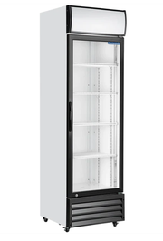 Front view of Coolasonic P430WA 24 inch single door glass display refrigerator