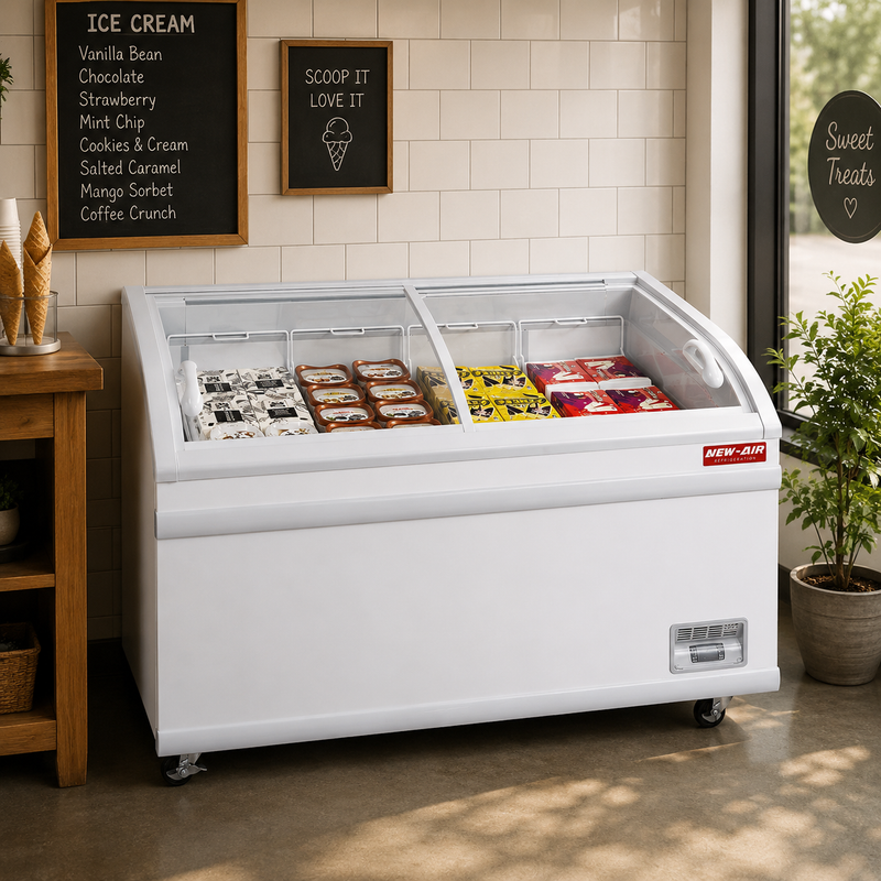 NEW AIR NIF-80-CG Commercial 80" Curved Glass 14 Cu. Ft. Ice Cream Freezer