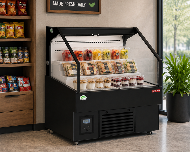 NEW AIR NOM-36-LSB Commercial 36" Grab 'N Go Horizontal Open Merchandiser - Ideal for Restaurants, Cafés, Convenience Stores and Supermarkets