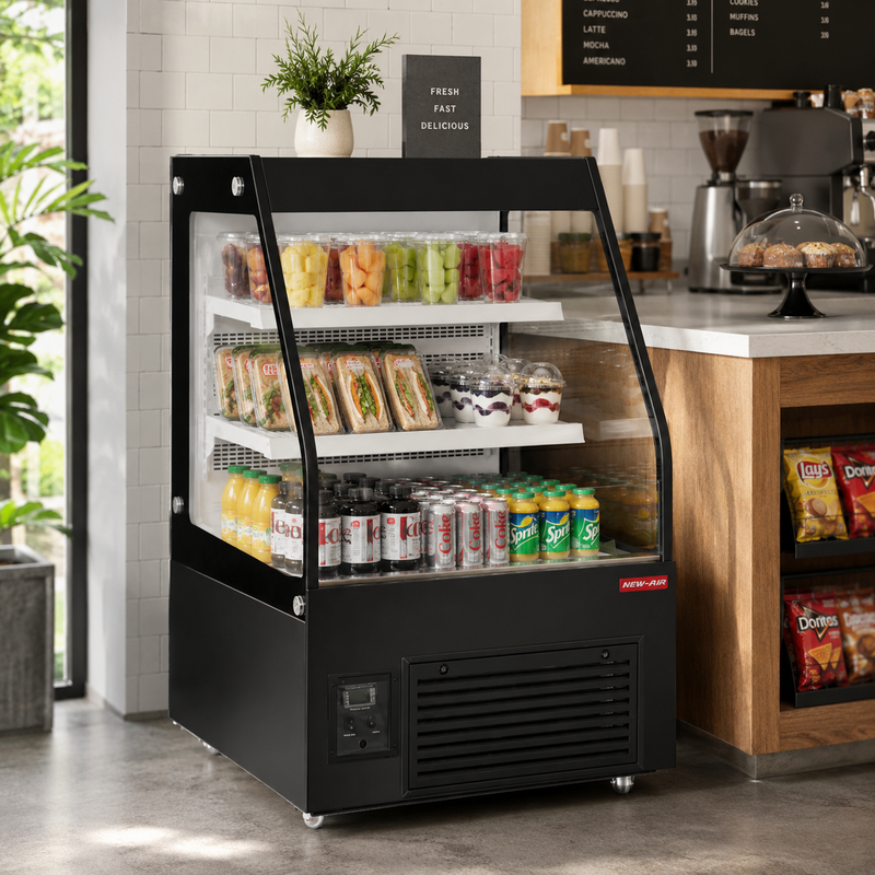 NEW AIR NOM-36-CDS Commercial 36" Medium Profile 6.7 Cu. Ft. Open Air Curtain Merchandiser - Ideal for Restaurants, Cafés, Convenience Stores & Supermarkets