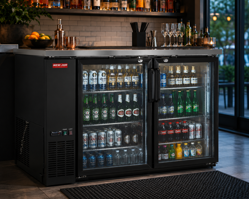 New Air NBB-60-SG Double Glass Door 60 Back Bar Refrigerator Cooler - 546 L / 19 Cu. Ft. - Ideal for Bars, Restaurants, Hotels & Cafés