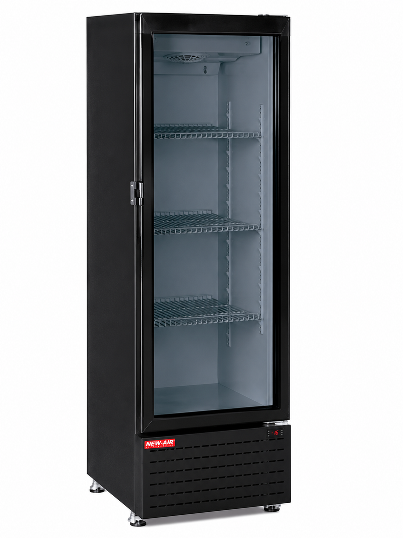 NEW AIR NGR-17-77H Commercial 17" Glass Door Refrigerator Merchandiser All Black - Ideal for Convenience Stores, Front of House, Grocery Stores, Restaurants & Cafés