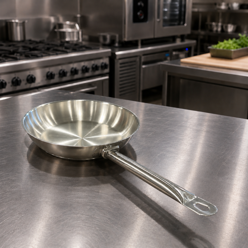 Omega Stainless Steel Commercial Frying Pan for Restaurants & Catering