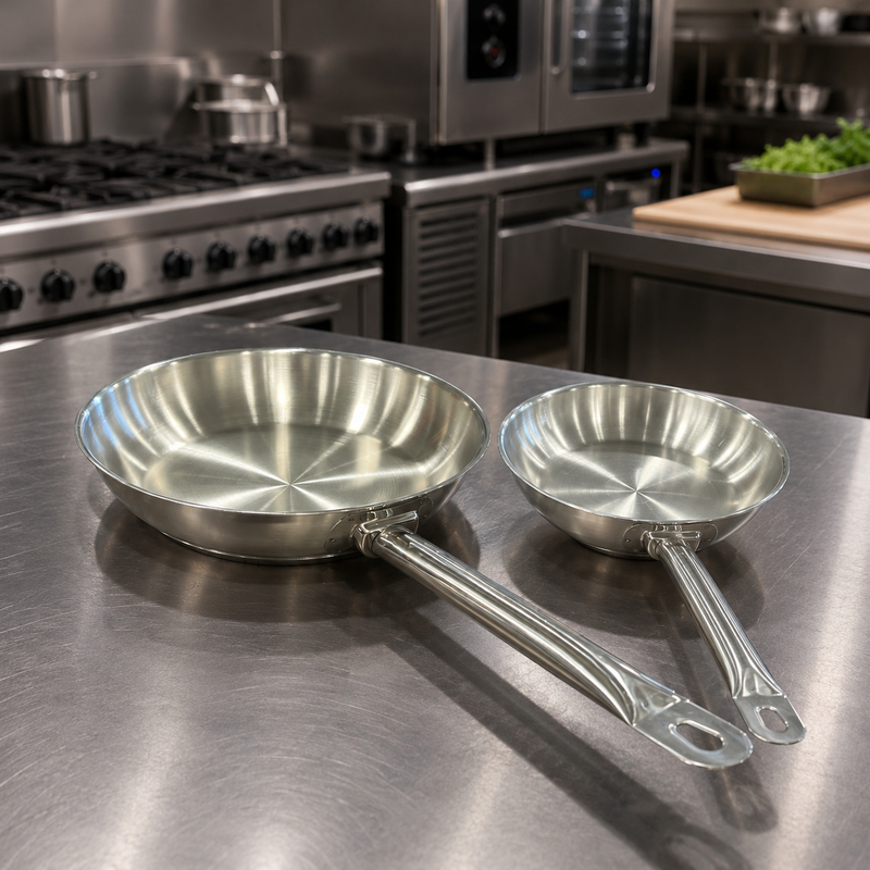 Omega Stainless Steel Commercial Frying Pan for Restaurants & Catering