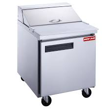 NEW AIR NPT-029-SA Commercial 29" Double Door Salad/Sandwich Prep Table - Ideal for Restaurants, Cafeterias & Food Processing Spaces