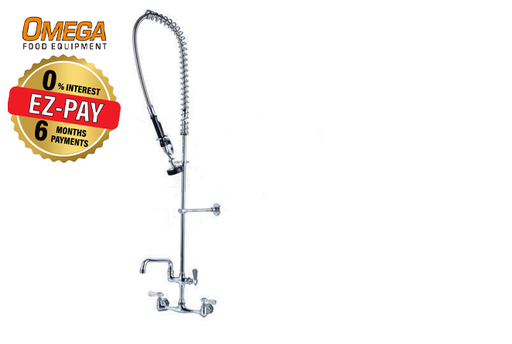 Omega Commercial Ceramic Cartridge Pre-Rinse Wall Mounted Faucets with 12" Gooseneck (M98E-212A)