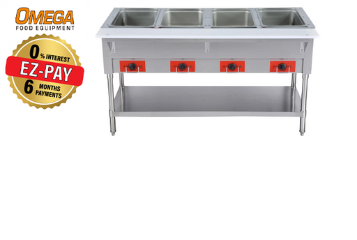 Omega FZ-06D Electric 4 Well Steam Table - 120V or 208-240V, NO WATER REQUIRED