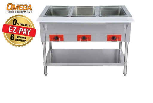 Omega FZ-06C Electric 3 Well Steam Table - 120V or 208-240V, NO WATER REQUIRED