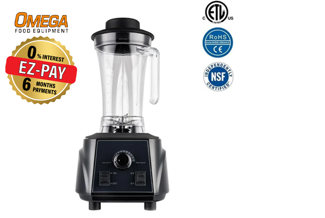 Omega HS-7240 Commercial Blender with Manual Controls - 68 Oz/2L Capacity, 2.5 HP