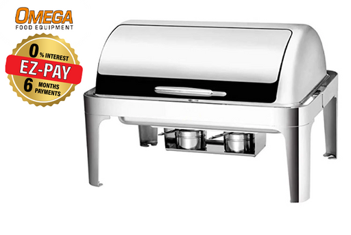 Omega AT61363-1 Deluxe Full Size Roll Top Stainless Steel Chafing Dish Set