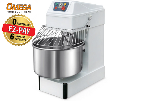 Omega HS50S Dual Speed Commercial Spiral Mixer - 50Qt Capacity, Single Phase