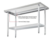 Omega ELITE 16 Ga. (1.5mm) Stainless Steel Work Tables - Various Sizes - Omni Food Equipment