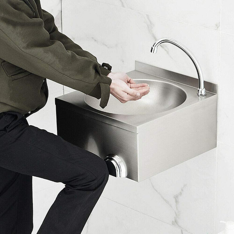Omega Wall Mounted Knee Operated Sink (Faucet Included)
