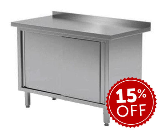 Omega Stainless Steel Dish Cabinets With Sliding Doors With 4" Back Splash - Various Sizes