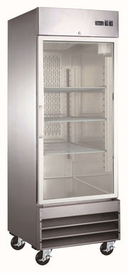 Canco SSGR-650 single glass door stainless steel display refrigerator front view