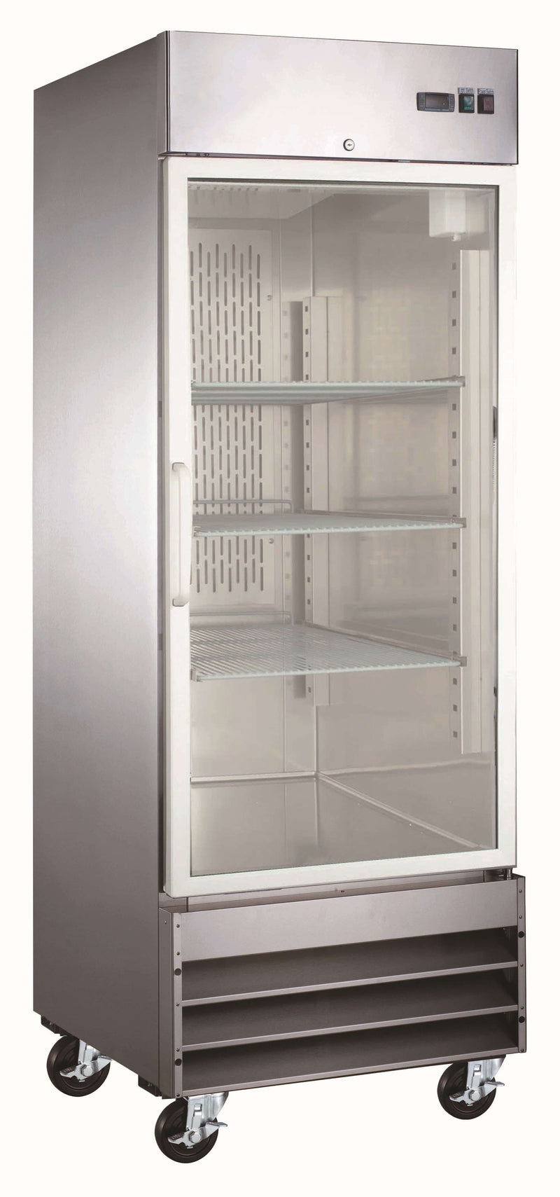 Canco SSGR-650 single glass door stainless steel display refrigerator front view