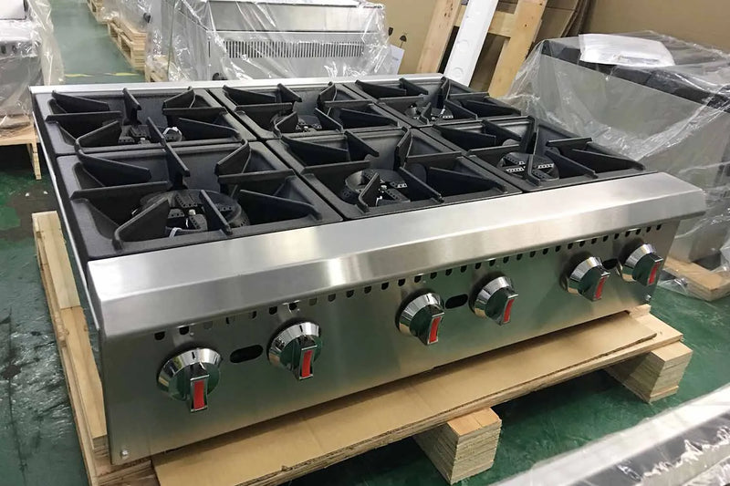 Canco GHP-6L Natural Gas/Propane 6 Burner Hot Plate (180,000 BTUs)
