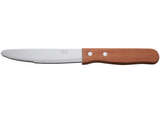 Winco Jumbo Steak Knives, 5" Blade, Wooden Handle, Round Tip (Case of 12) KB-15W